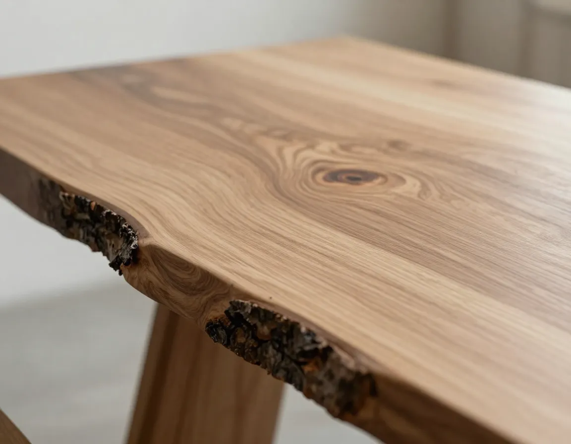 Natural edge live wood table unfinished bark organic beauty