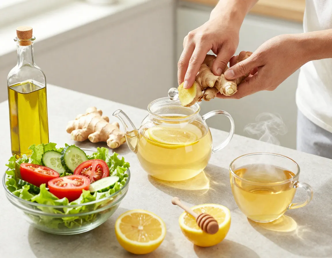 Enhanced digestive function gut health lemon ginger tea