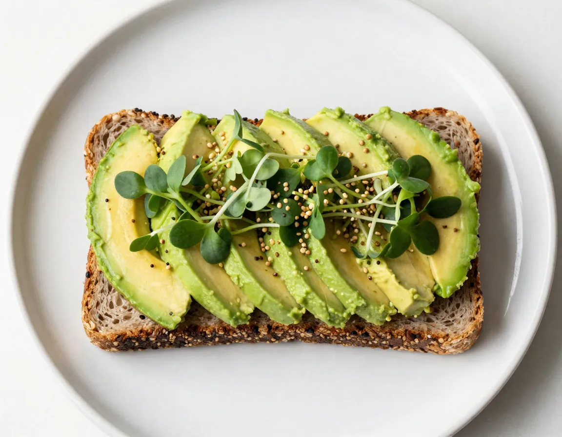 Modern avocado and microgreen multigrain sandwich