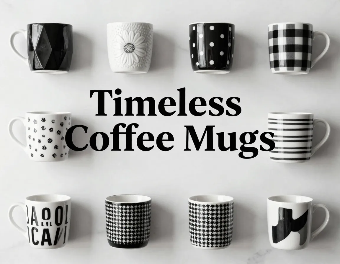Nine classic monochrome coffee mugs for a timeless kitchen
