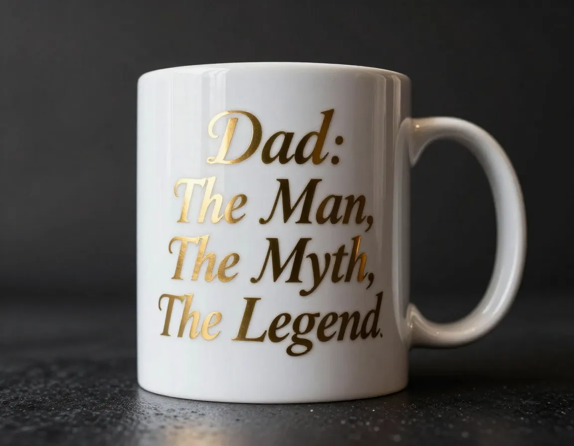Dad the man the myth the legend mug gold lettering
