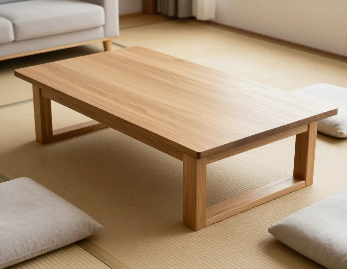 Low profile platform coffee table rectangular simple design japanese