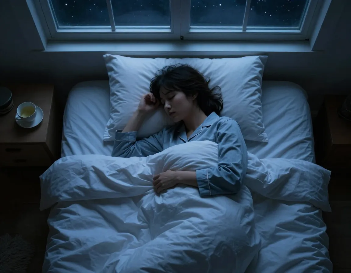Person sleeping soundly through the night without disturbances