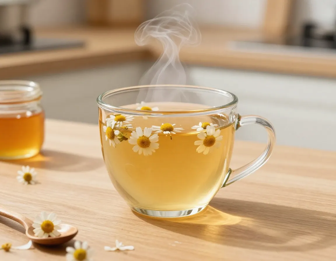 Chamomile tea soothing an upset stomach for digestive comfort