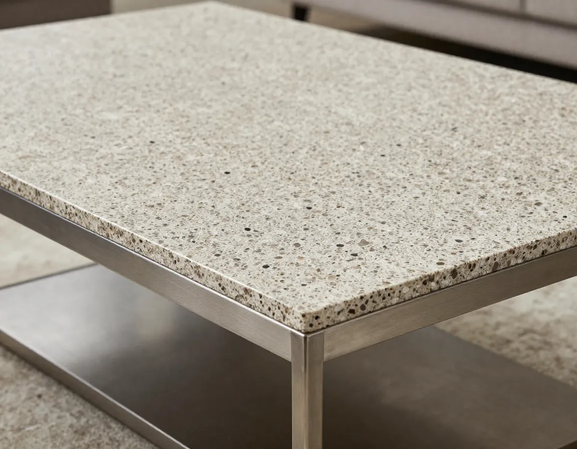 Nickel and shell composite coffee table unique textured top