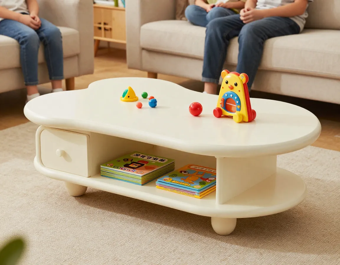 Brayden studio curved cloud coffee table with family items