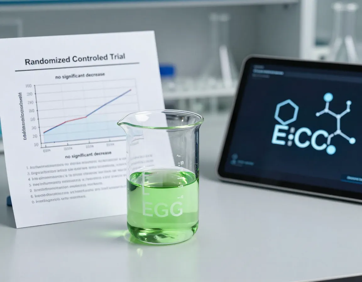 Scientific beaker with green liquid for inflammation research