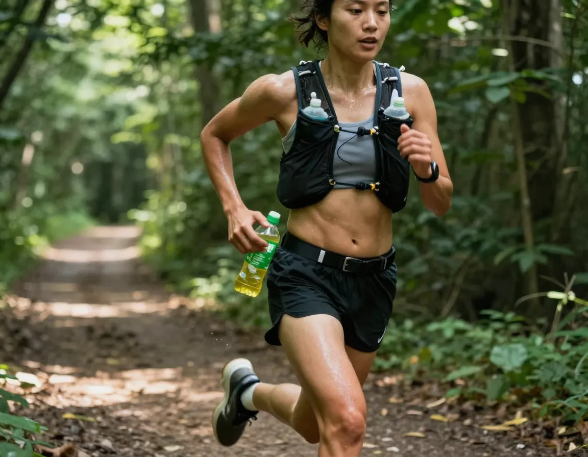 Enhances fat oxidation during exercise runner with green tea on trail