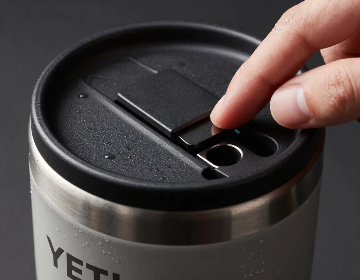 Twenty ounce magslide lid mug showing magnetic seal