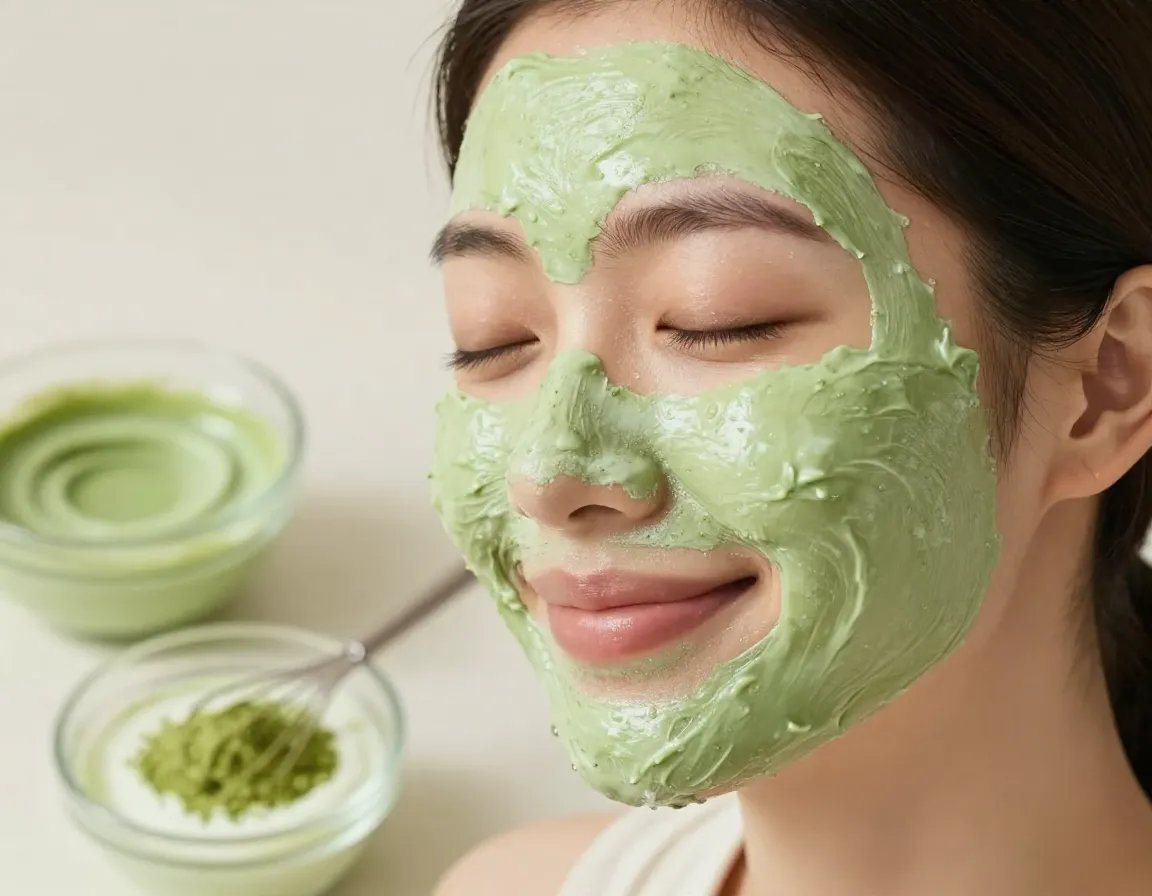 Hydrating matcha yogurt and honey moisturizing face mask