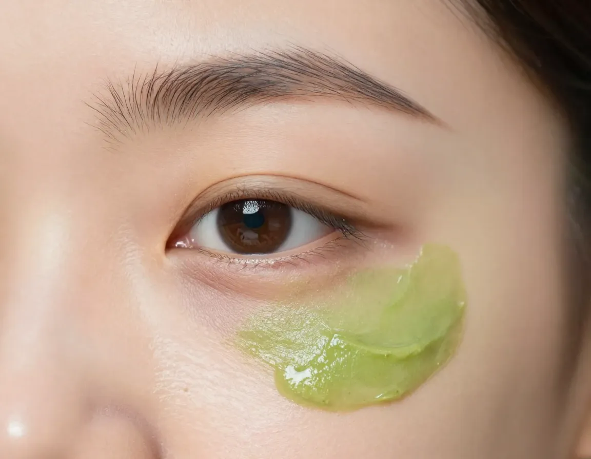 Reduced under eye puffiness and dark circles with matcha paste